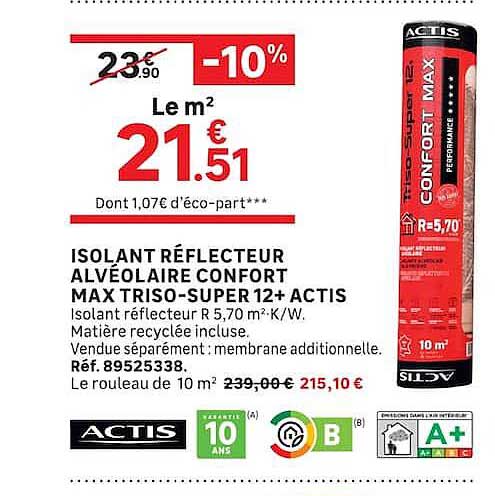 ISOLANT RÉFLECTEUR ALVÉOLAIRE CONFORT MAX TRISO-SUPER 12+ ACTIS