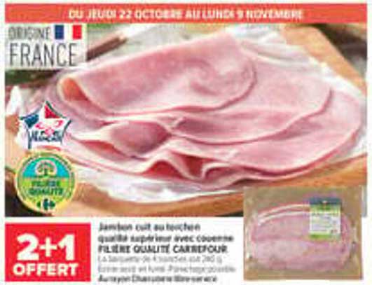 Jambon cuit au torchon qualité supérieure avec couche fine : FILET GARNI CARTOURNE