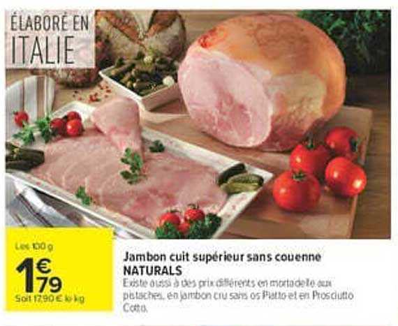 Jambon cuit supérieur sans couenne NATURALS