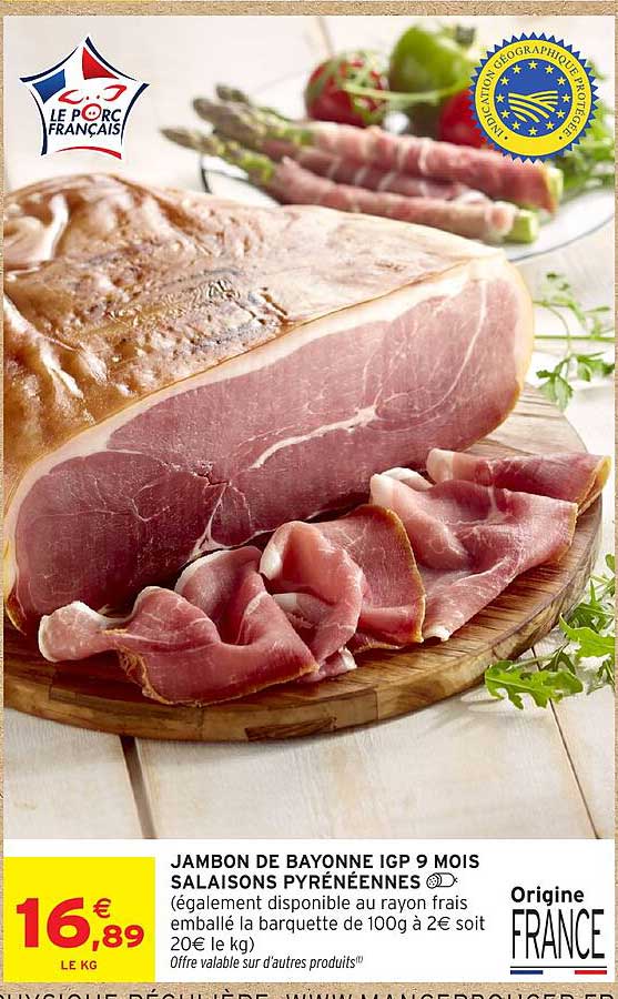 JAMBON DE BAYONNE IGP 9 MOIS SALAISONS PYRÉNÉENNES