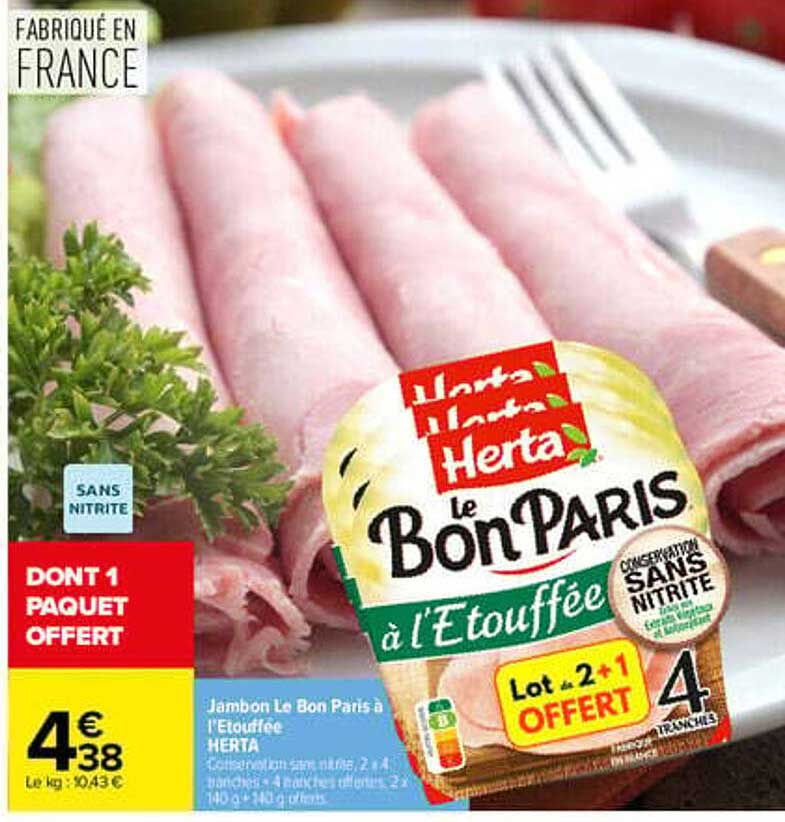 Jambon Le Bon Paris à l'Etouffée Herta