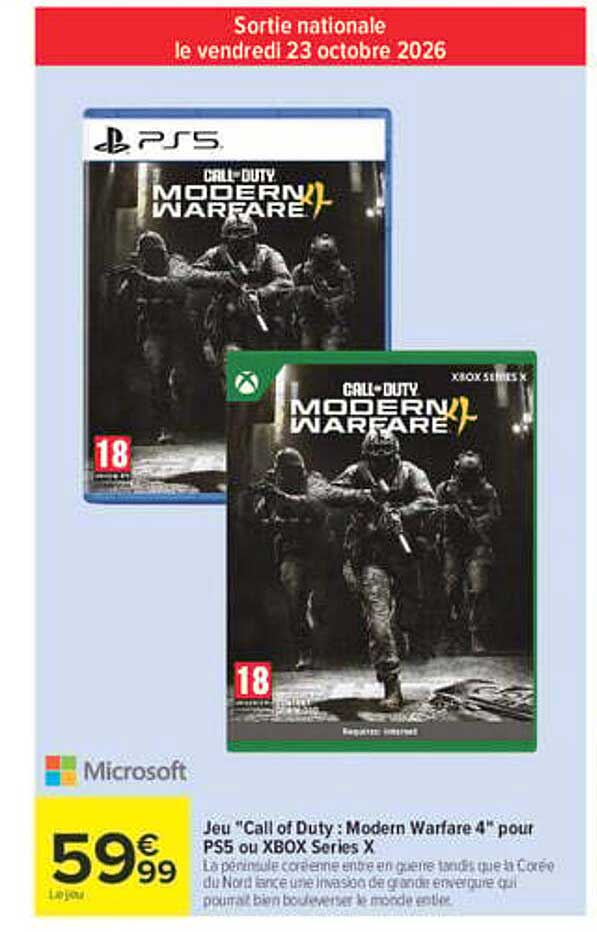 Jeu "Call of Duty : Modern Warfare 4" pour PS5 ou XBOX Series X