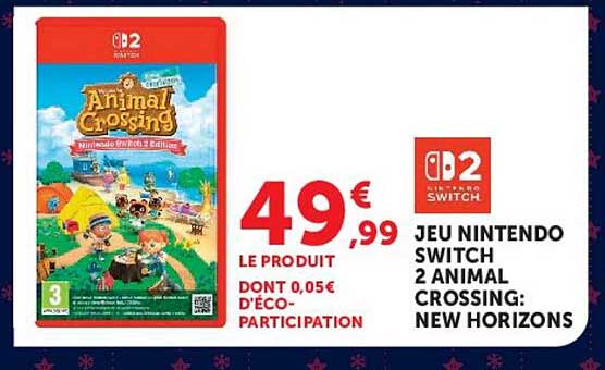 JEU NINTENDO SWITCH 2 ANIMAL CROSSING: NEW HORIZONS