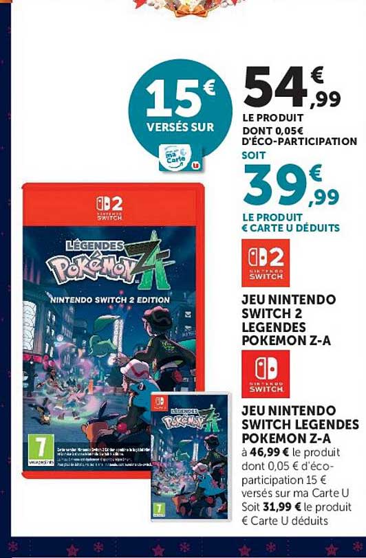JEU NINTENDO SWITCH 2 LEGENDES POKEMON Z-A