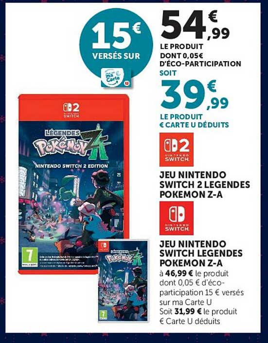 JEU NINTENDO SWITCH 2 LEGENDES POKEMON Z-A