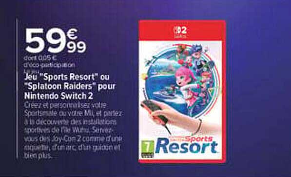 Jeu "Sports Resort" ou "Splatoon Raiders" pour Nintendo Switch 2