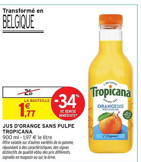 JUS D'ORANGE SANS PULPE TROPICANA