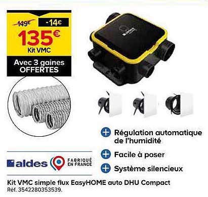 Kit VMC simple flux EasyHOME auto DHU Compact
