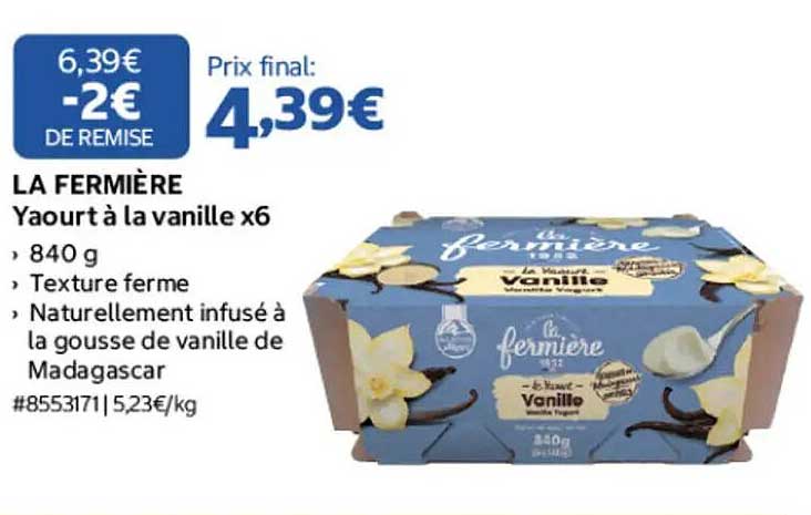 LA FERMIERE Yaourt à la vanille x6