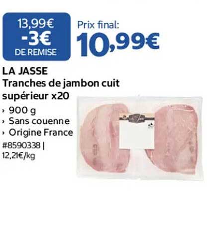 LA JASSE Tranches de jambon cuit supérieur x20