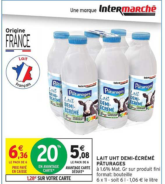LAIT UHT DEMI-ÉCRÉMÉ PÂTURAGES