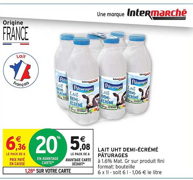 LAIT UHT DEMI-ÉCRÉMÉ PÂTURAGES
