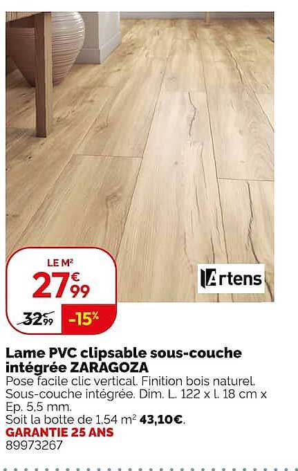 Lame PVC clipsable sous-couche intégrée ZARAGOZA