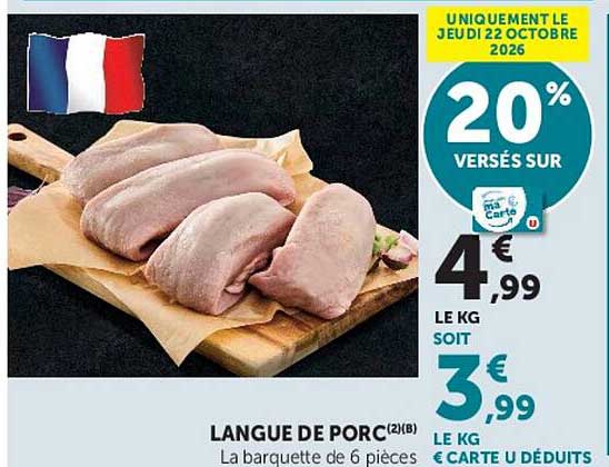 LANGUE DE PORC La barquette de 6 pièces