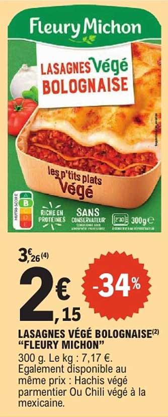 LASAGNES VÉGÉ BOLOGNAISE “FLEURY MICHON”