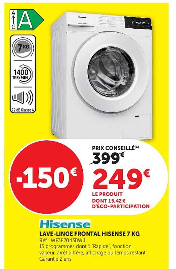 LAVE-LINGE FRONTAL HISENSE 7 KG