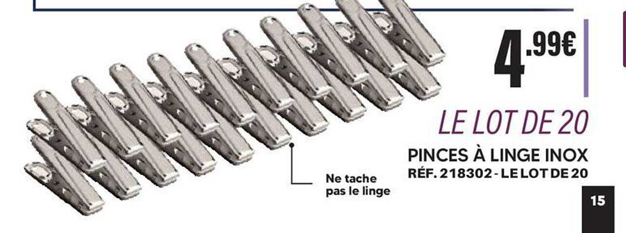 LE LOT DE 20 PINCES À LINGE INOX RÉF. 218302 - LE LOT DE 20