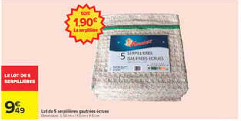 LE LOT DE 5 SERPILLIÈRES