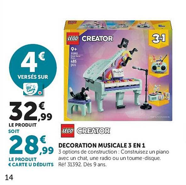 LEGO CREATOR DECORATION MUSICALE 3 EN 1