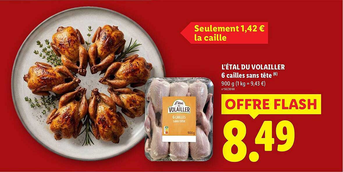 L’ÉTAL DU VOLAILLER 6 cailles sans tête