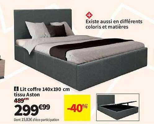 Lit coffre 140x190 cm tissu Aston