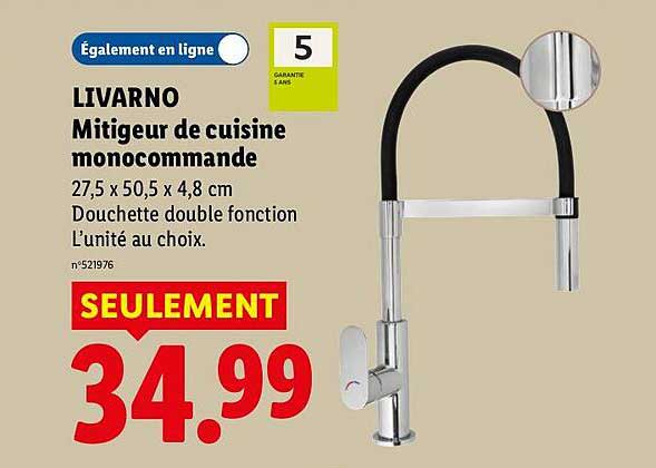 LIVARNO Mitigeur de cuisine monocommande