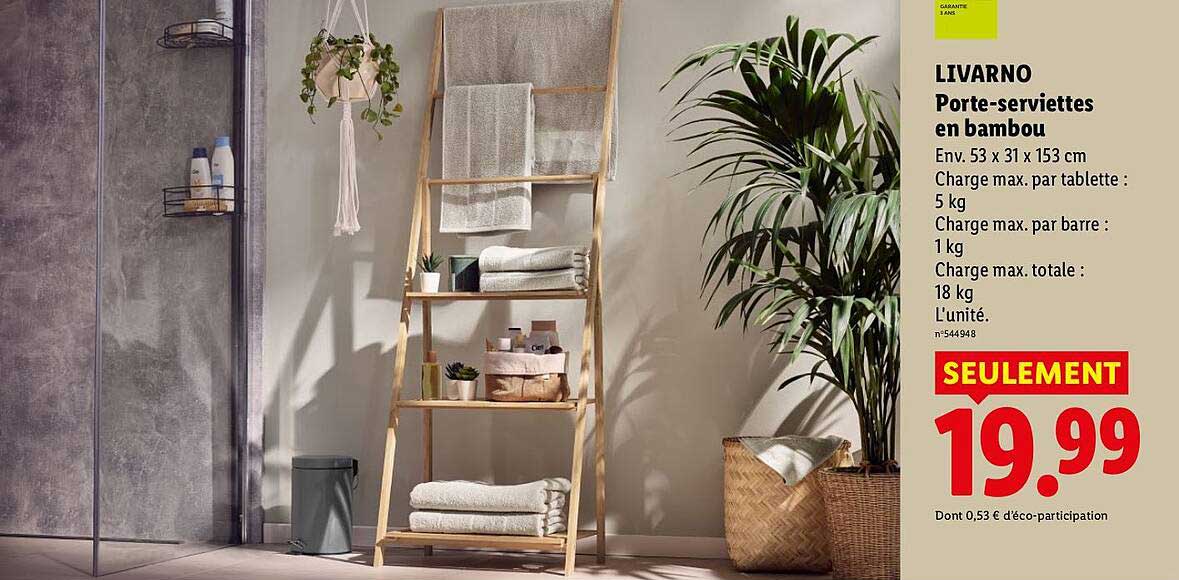 LIVARNO Porte-serviettes en bambou