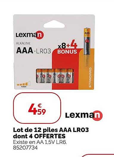 Lot de 12 piles AAA LR03 dont 4 OFFERTES