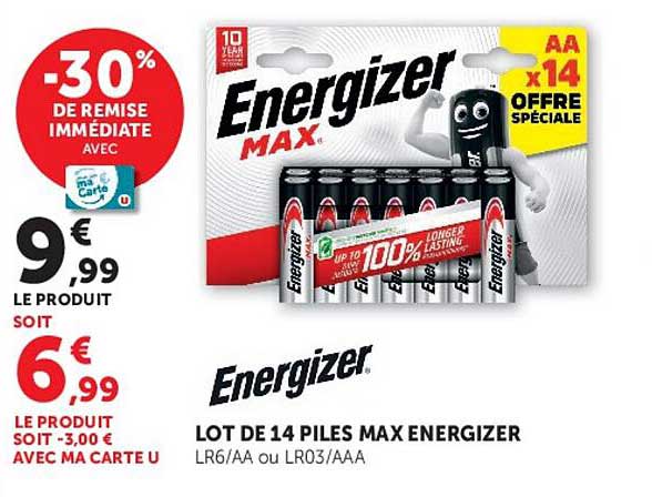 LOT DE 14 PILES MAX ENERGIZER