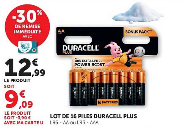 LOT DE 16 PILES DURACELL PLUS