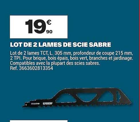 LOT DE 2 LAMES DE SCIE SABRE