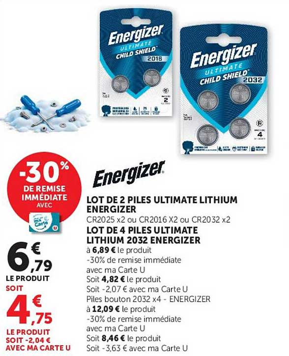 LOT DE 2 PILES ULTIMATE LITHIUM ENERGIZER