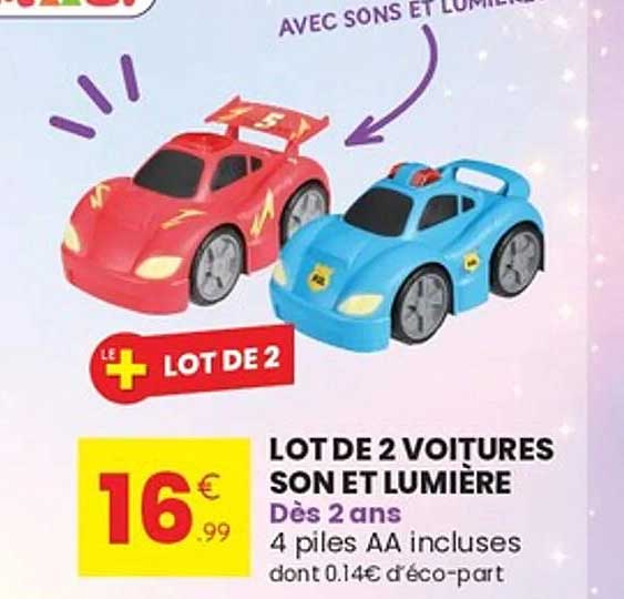 LOT DE 2 VOITURES SON ET LUMIÈRE