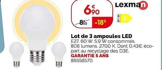 Lot de 3 ampoules LED