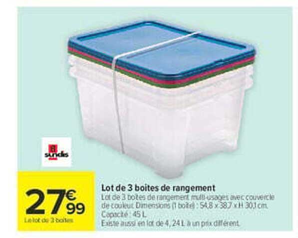 Lot de 3 boîtes de rangement