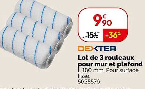 Lot de 3 rouleaux pour mur et plafond L 180 mm. Pour surface lisse. 5625576