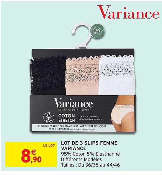 LOT DE 3 SLIPS FEMME VARIANCE
