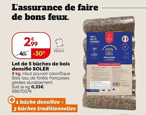 Lot de 5 bûches de bois densifié SOLER