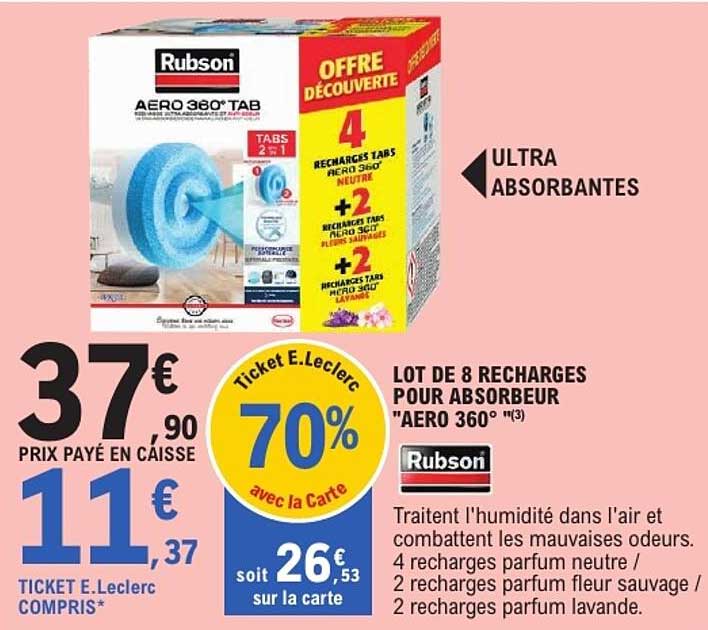 LOT DE 8 RECHARGES POUR ABSORBEUR "AERO 360°"
