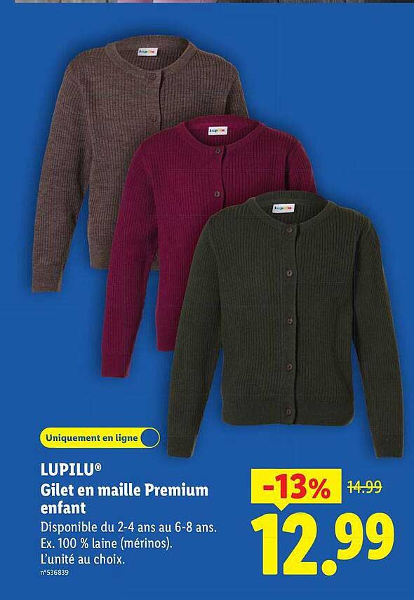 LUPILU® Gilet en maille Premium enfant