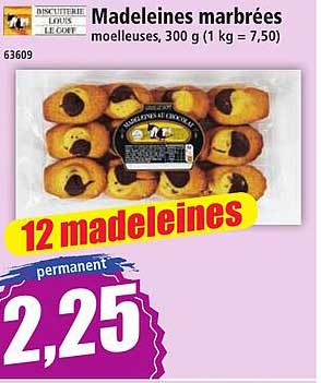 Madeleines marbrées moelleuses, 300 g (1 kg = 7,50)