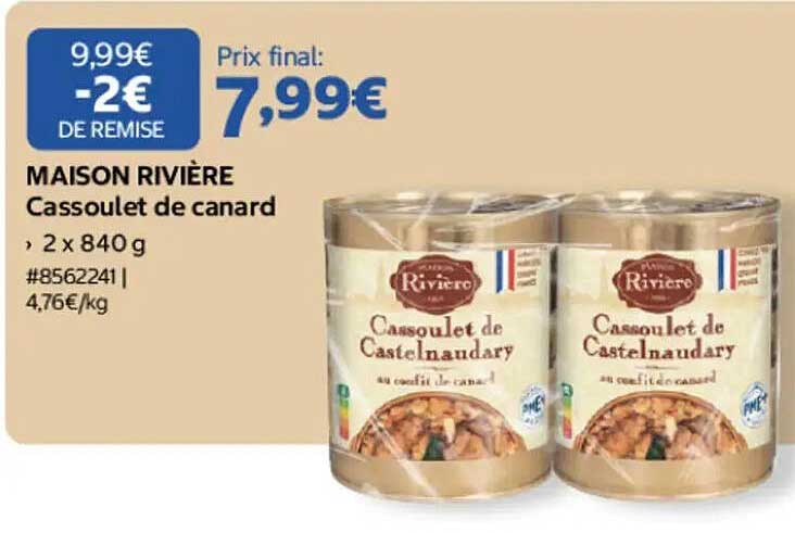 MAISON RIVIÈRE Cassoulet de canard, 2 x 840 g