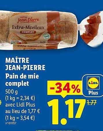 MAÎTRE JEAN-PIERRE Pain de mie complet