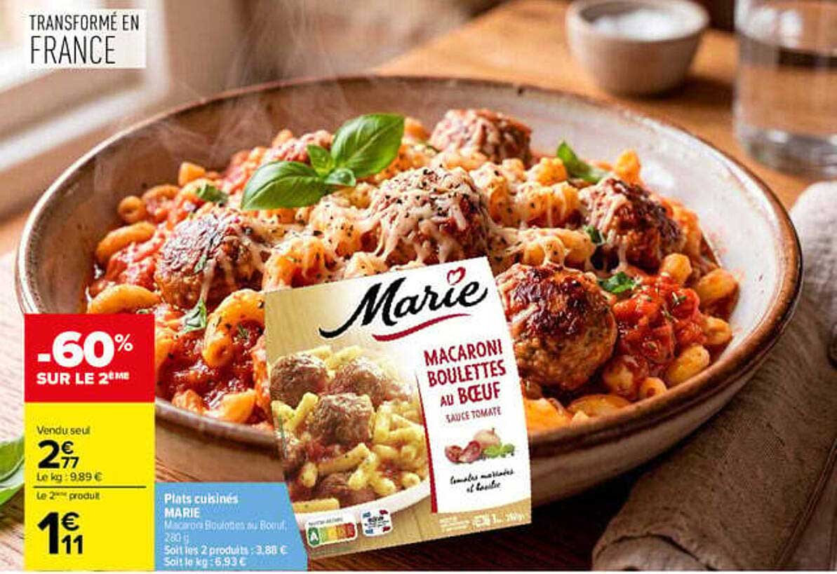 Marie Macaroni boulettes au bœuf sauce tomate