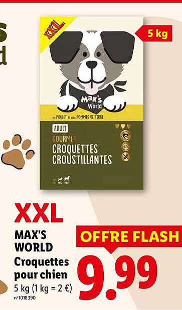 MAX'S WORLD Croquettes pour chien 5 kg (1 kg = 2 €)