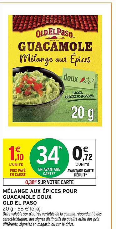 MÉLANGE AUX ÉPICES POUR GUACAMOLE DOUX OLD EL PASO