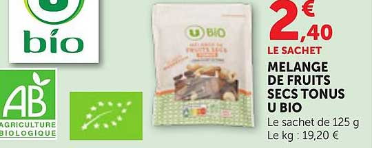 MELANGE DE FRUITS SECS TONUS U BIO