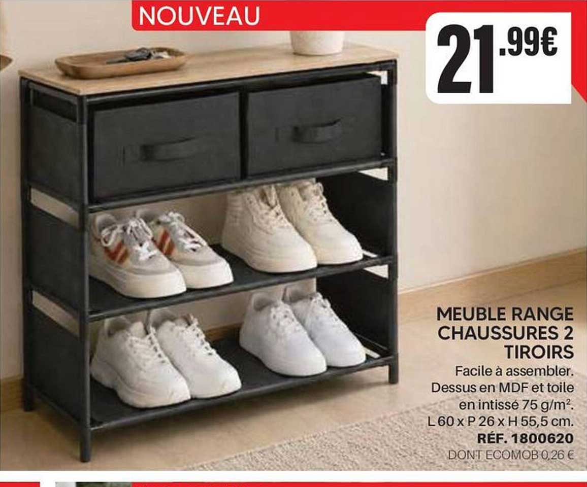 MEUBLE RANGE CHAUSSURES 2 TIROIRS