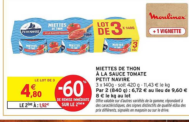MIETTES DE THON À LA SAUCE TOMATE PETIT NAVIRE
