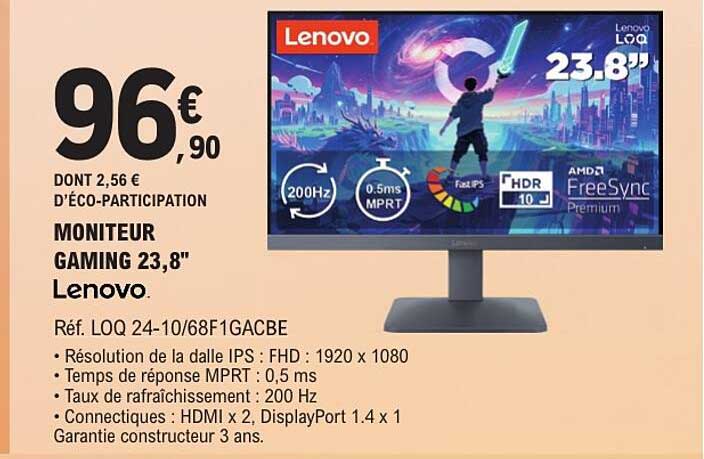 MONITEUR GAMING 23,8" Lenovo